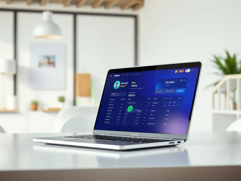 A secure online banking portal interface displayed on a tablet, showcasing real-time account monitoring and transaction management features.